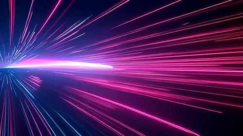 Hyperspace Warp Speed. Abstract vibrant neon light streaks radiating outwards