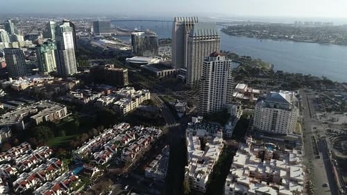 Fishing Boats at San Diego Marina and Skyline 4k