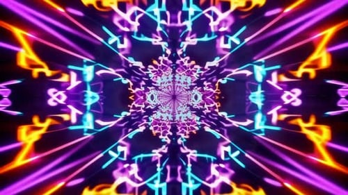 Glowing Neon Kaleidoscope Tunnel VJ Loop Background