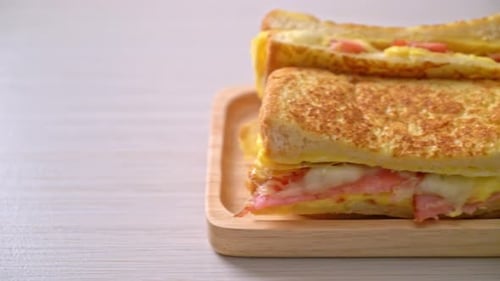 Grilled Ham and Cheese Sandwich on Plate