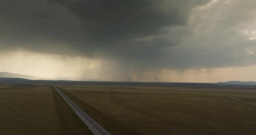 Majestic Storm over Long Wyoming Road Inspiring Travel Adventure
