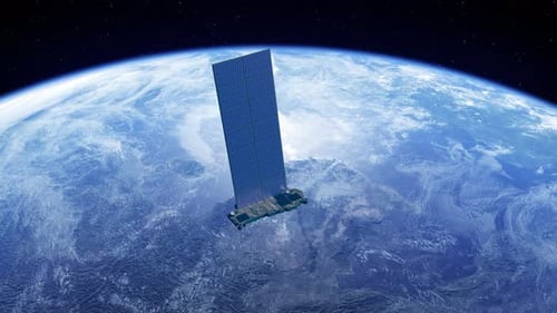 Starlink satellite orbiting in space.Satellite aerial view that provides internet connection