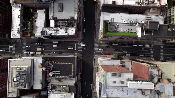 Birds Eye View Over Crossroad Intersection In New York City. Aerial ...