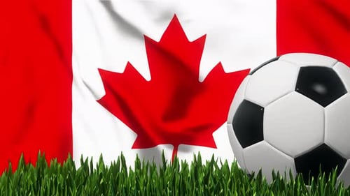 Soccer Background with Canada Flag 4K Looped