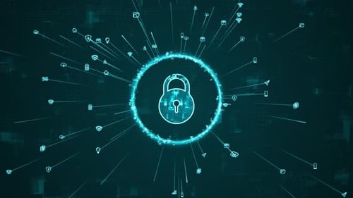 Futuristic Digital Padlock Security Network Reveal