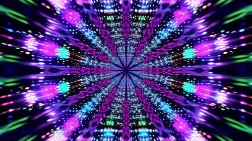 Abstract colorful kaleidoscope VJ loop with glowing particle