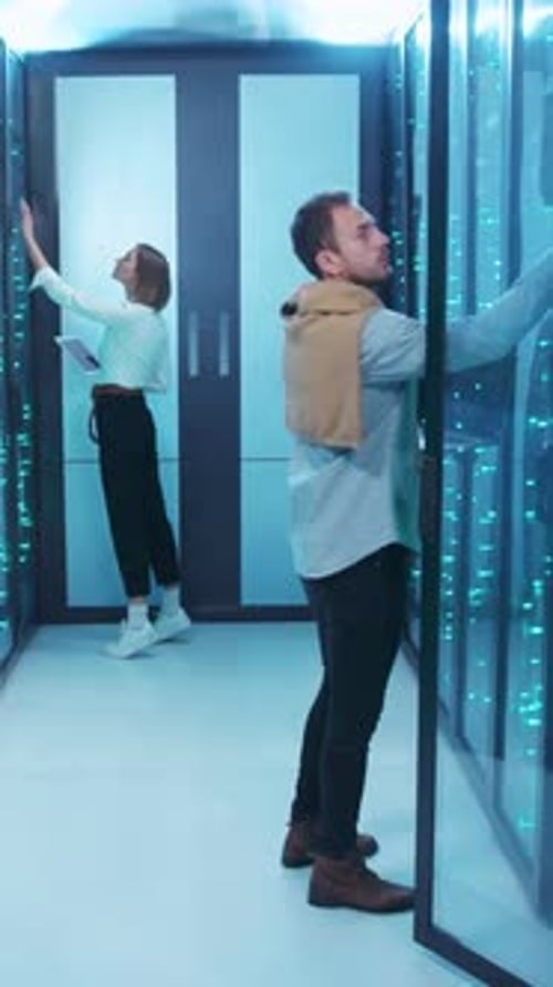 IT Staff Working in Modern Data Center