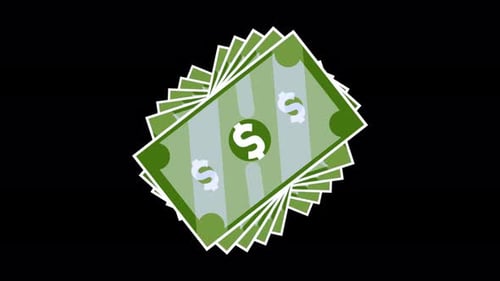 Animated Stack of Dollar Bills Spin and Fan Out