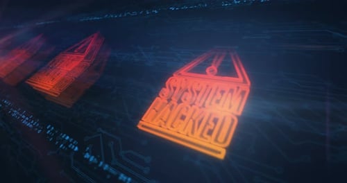 System hacked symbols loop cyber loop concept