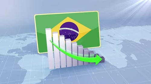 Brazil Flag with Animated Declining Bar Graph