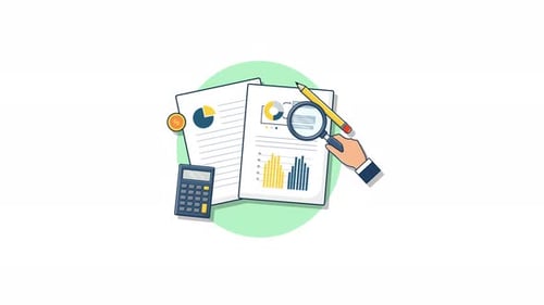 Flat Design Financial Analysis and Business Report Animation