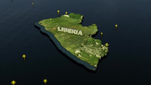 3D Animated Map of Liberia for Geographical Presentations