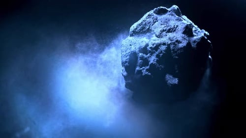 Asteroid glows in space