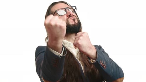 Furious man challenges someone aggressively