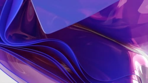 Animation 3D élégante d'un tissu fluide dans des tons de bleu et de violet présentant une texture lisse et réaliste