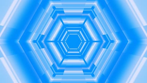 Blue Gradient Glass Tunnel with White Neon Light Loop Animation