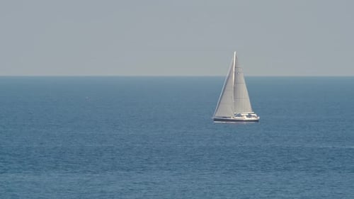 Sailboat Sails in the Sea
