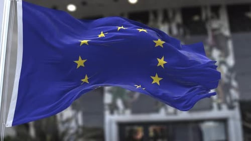Waving European Union Flag Loop Animation