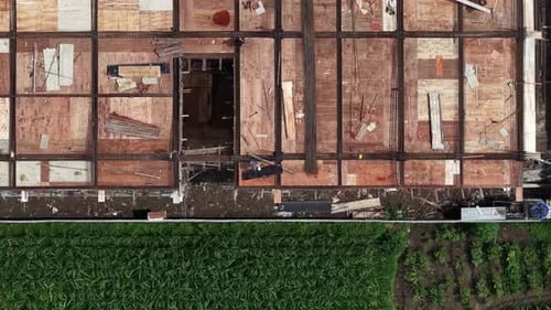 Vista aérea del sitio de construcción, Indonesia.