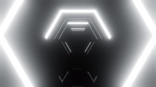 Sechseckiger eisweißer Tunnel-VJ-Loop-Hintergrund