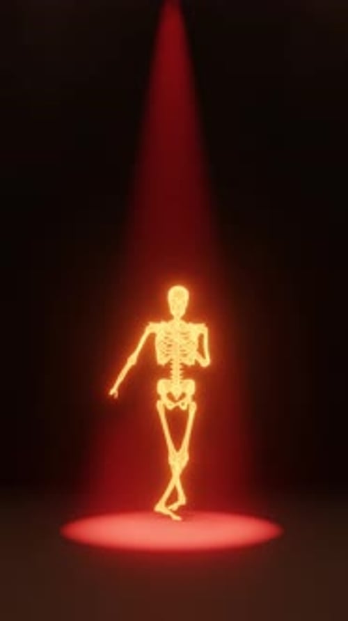 Animated Spooky Glowing Skeleton Dancing Loop