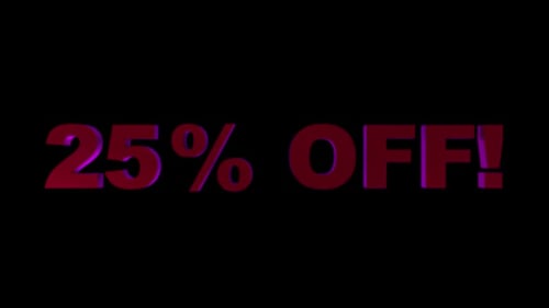 Animated 3D 25 Percent Off Sales Text