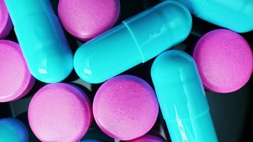 Colorful Capsules and Tablets on Reflective Surface