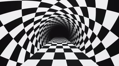 Checker Animation einer Straßentunnelschleife mit hypnotischer optischer Täuschung