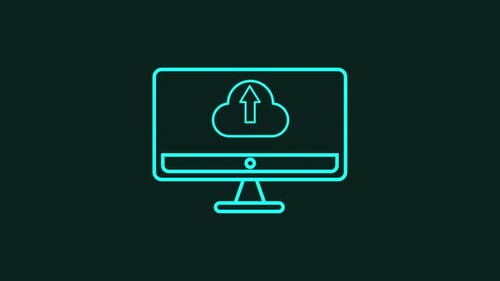 Upload and download cloud icon and desktop.