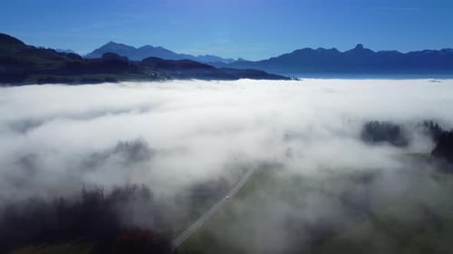 Cinematic Drone Shot of Fog Nature Environment View