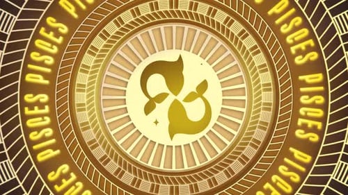 Glowing Pisces Zodiac Sign Animation with Geometric Circles