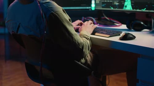 Man Merging Mind with AI Uploading Consciousness Trying to Become Cyborg