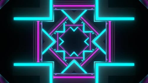 Cyan And Pink Neon Light Abstract Shape Background Vj Loop In 4K