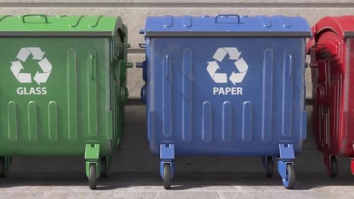 Recycle garbage containers bins of different colors for sorting wastes Ecology green environment