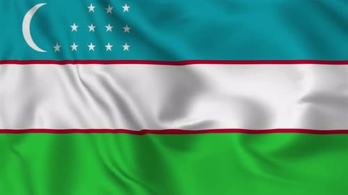 Uzbekistan National Flag Waving Seamless Loop