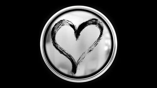 Brush Stroke Heart Drawing Animation on Glossy Metallic Button
