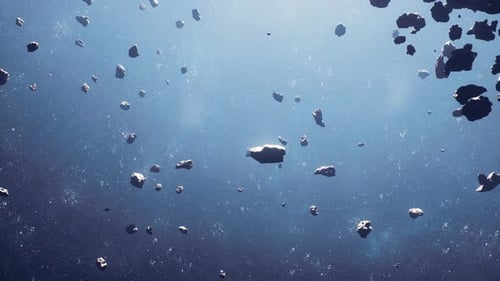 Icebergs float in ocean water