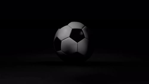 Animação épica de abertura de futebol de bola de futebol rolando em direção ao espectador em loop infinito