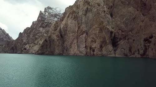 Aerial view of mountain lake