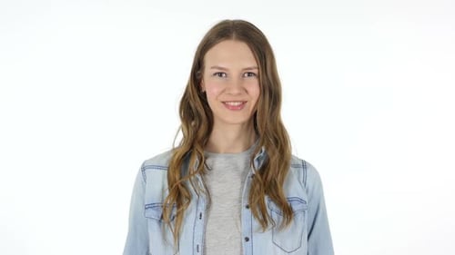 Smiling Woman Gives Two Thumbs Up Approval