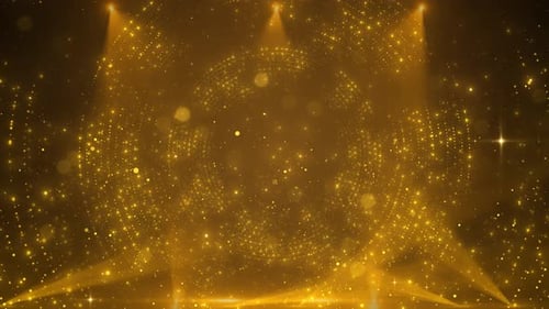 Golden Particles and Spotlights Celebration Background