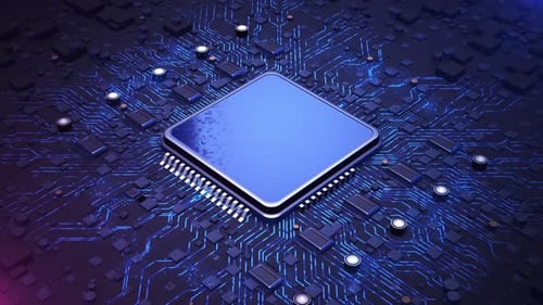 AI Processor Chip Activation with Brain Icon Reveal
