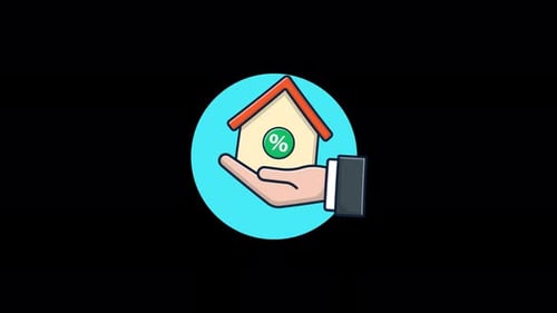 Hand Holding House with Discount. Real Estate Discount Concept Animation Video - Transparent
