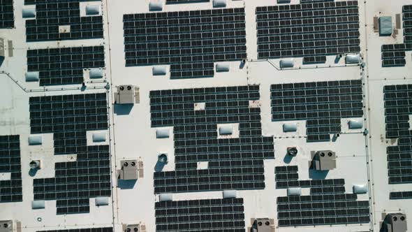 Drone Flight Fly Over Solar Panels Renewable Green Alternative Energy ...