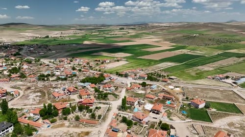 Red Roof Village Aerial View 4 K Turkey