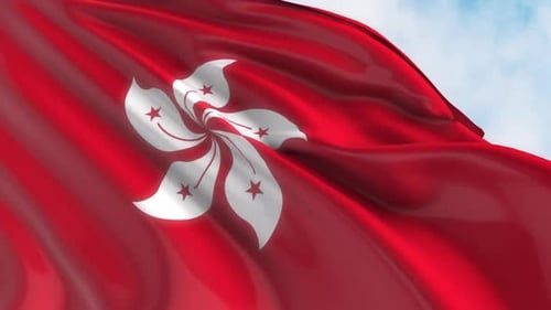Hong Kong Flag Waving in Realistic Style