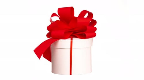 Gift Box Spinning with Red Bow