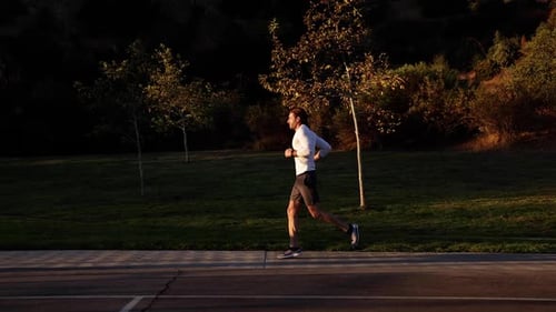 Athletic Male Workout Park Dawn Sunrise