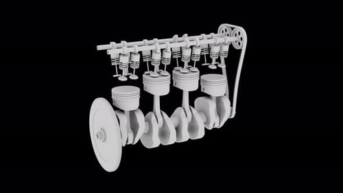 How a car engine works from the inside. Alpha Channel.