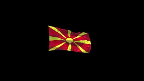Waving Flag of Macedonia on Black Background